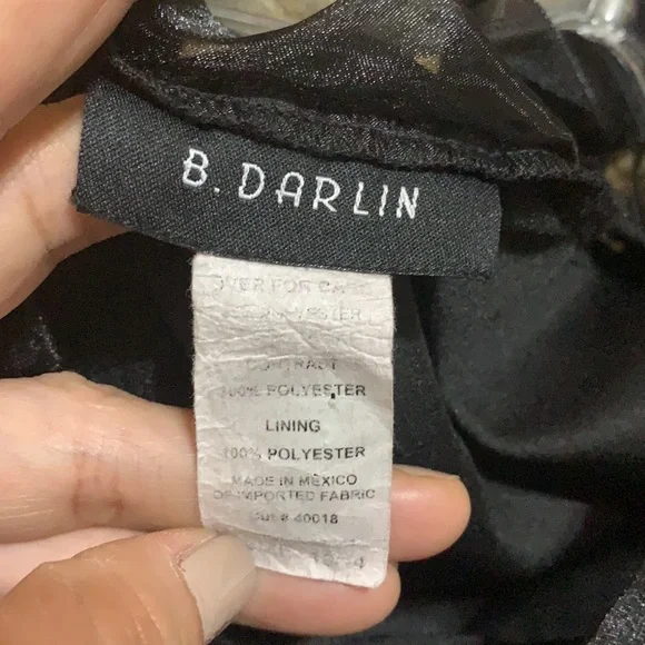 B.DARLIN Puff Sleeve Mesh Flocked Dot Sheath Dress - Picture 9 of 11